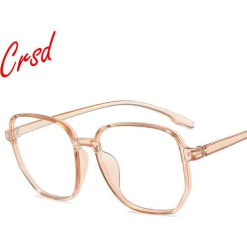 New Anti-Blue Light Flat Glasses 0 -1.0 To -6.0 PC Irregular Polygon Womens Oversized Nearsighted Eyeglasses