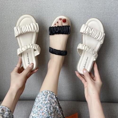 New flat-bottomed slippers women summer wear 2021 new ins tide students simple womens sandals and slippers X782