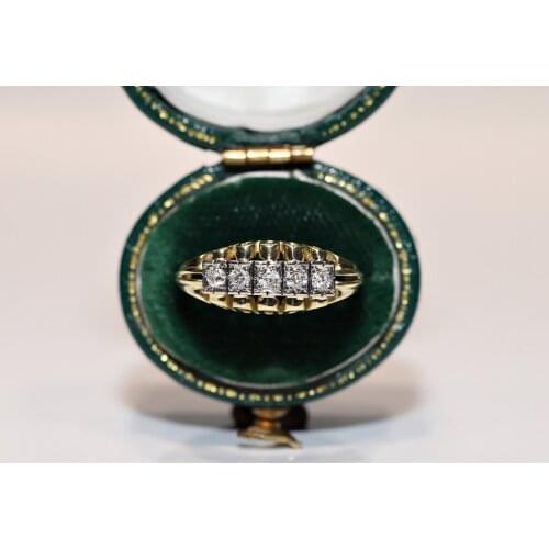 Antique Original Victorian Time 14k Gold Natural Diamond Decorated Amazing Pretty Ring