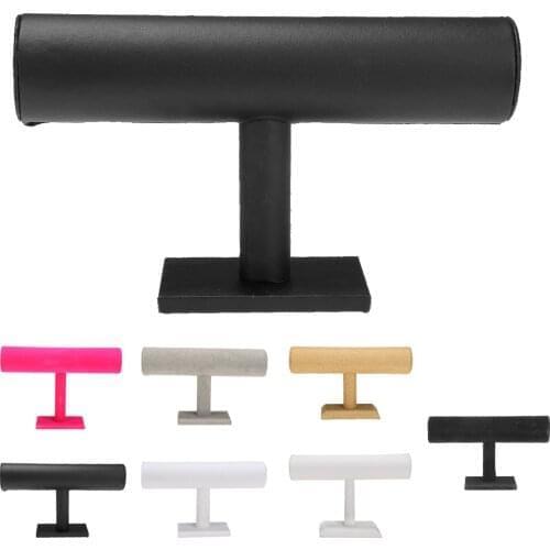 Portable Velvet/PU Leather Jewelry Organizer for Bracelet Chain Watch T-Bar Necklace Hairband /T-bar Rack Hard Display Stand