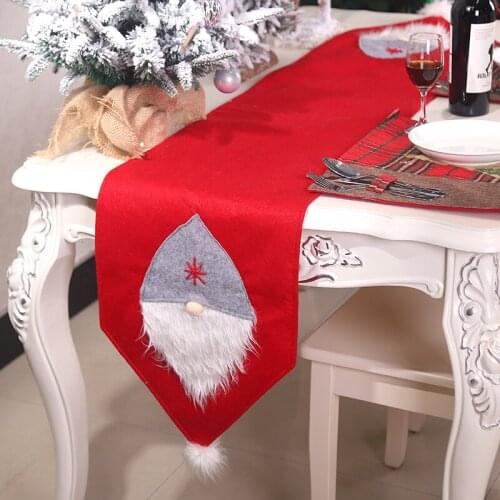 Xmas Decoration Table Runner Santa Claus Pattern Tablecloths Dining Tables Tapestry Cover Decor