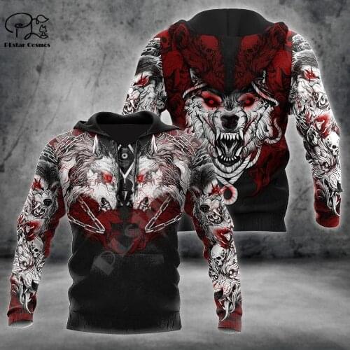 PLstar Cosmos Animal Wolf Hunting Fenrir Tattoo Tracksuit Pullover NewFashion 3DPrint Men/Women Casual Jackets Zipper Hoodies 23
