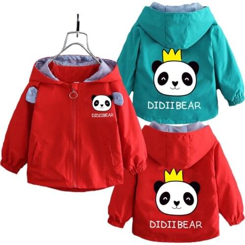 Toddler Spring Autumn Baby Boys Coats Cartoon Panda Hooded Sweatshirt For Kids Children Birthday Present Windbreaker
