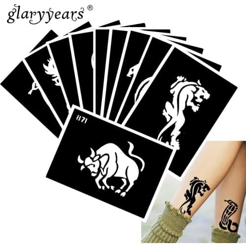 10 Pieces/Set Henna Tattoo Stencil Snake Pattern Paste Drawing Lady Body Art Tattoo Stencil Sexy Product Waterproof 2019 HN#30