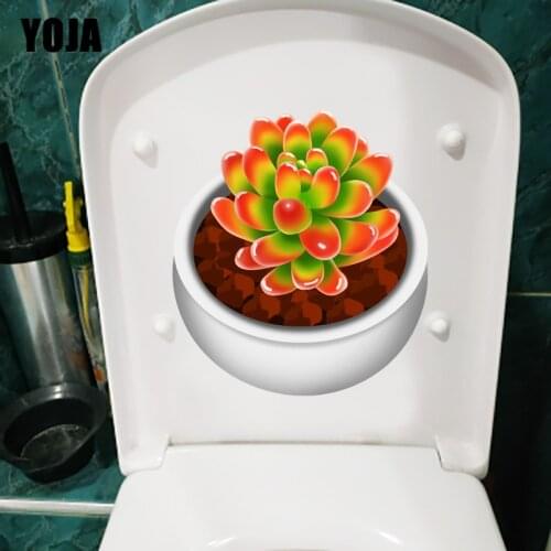 YOJA 20.9X23.7CM Cartoon Succulent Toilet Decor Cute Plant Home Room Wall Stickers T1-1544