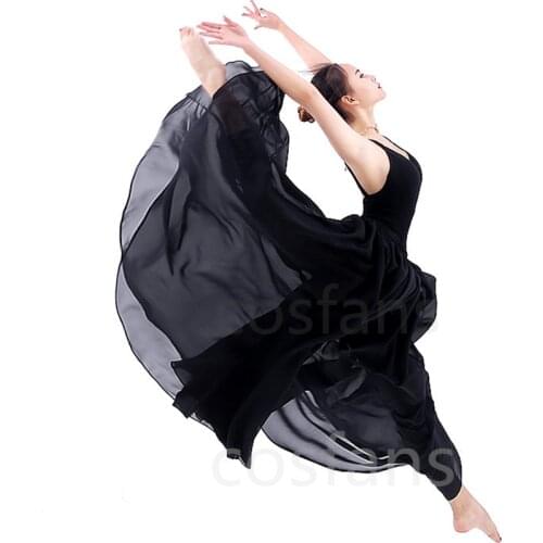 Modern ballet skirt women chiffon kid adult ballet skirt long women ballroom Ballerina Diamond Professional Performance Costume