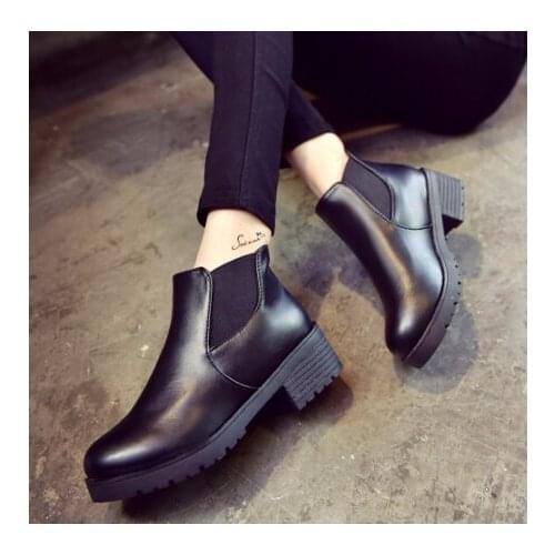 2020 new Shoes Women Leather boots women Low Flat Block Heel Chelsea sexy ankle boots for women Casual Shoes female Outdoor