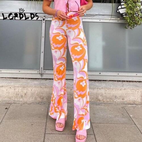 LORDLDS Women Joggers Streetwear Floral Print High Waist Wide Leg Pants Ladies Harajuku Korean Goth Vintage Y2K Trousers