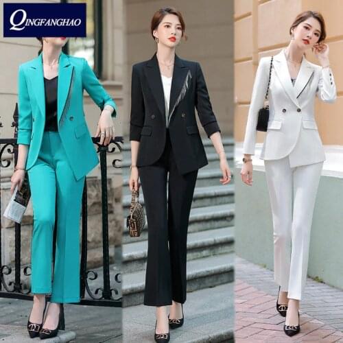 Womens suit office wear Blazer and Pants or Skirt set high quality business Ladies Suit Fashion Slim Jacket ky2260