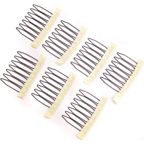 10PCS Black Beige Clips For Hair Extensions Stainless Steel Wig Combs For Wig Caps BB Clips For Wig
