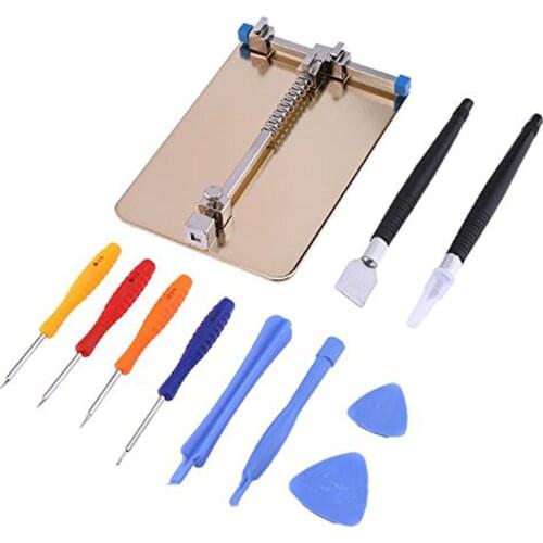 11in 1 Fixture Motherboard PCB Holder Mobile Phone Board Repair Tool Kit Screwdriver Bit Scraper Opening Tool Carving Knife