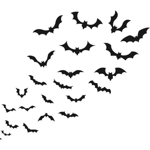 2 Sheets Vivid Bat Stickers Halloween Bat Self-adhesive Paper Stickers DIY Room Wall Decals Halloween Party Decor Wall Sticker