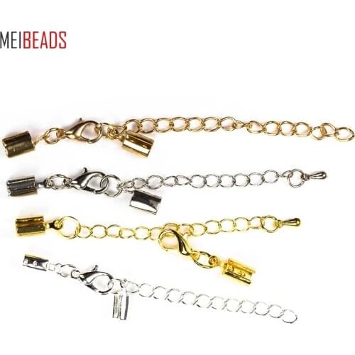 20sets/lot Hole Size 5*5mm Silver Color Fit Round Leather Cord Connectors With Lobster Clasps DIYJewelry Connectors Accessories