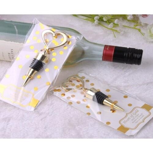 200pcs gold heart red wine stopper for groomsman wine bottle stopper