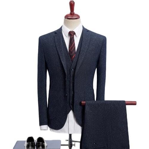 2019 Men Suits For Wedding Slim Fit 3 Piece Mens Dress Suits Fashion Brand Male Woolen Suit Jacket Pants Vest