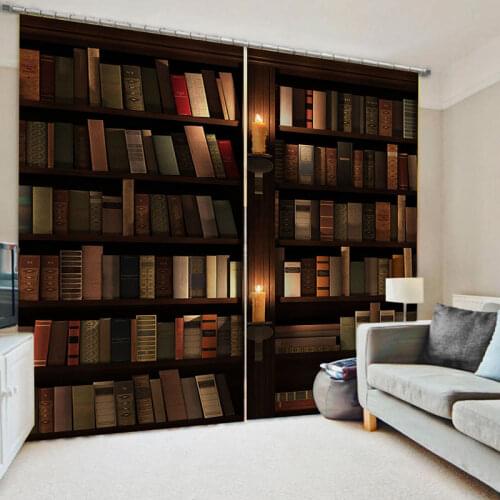 Retro Magic Book Shelf 1 PC Window Curtain Block out Fabric Drapes Darkening Thermal Insulate Bedroom Living room