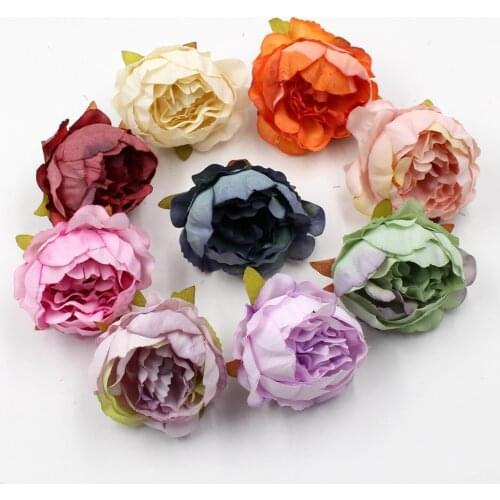 5pcs/lot 5cm High Quality Peony Flower Head Silk Artificial Flower Wedding Decoration DIY Garland Scrapbook Gift Box Flower