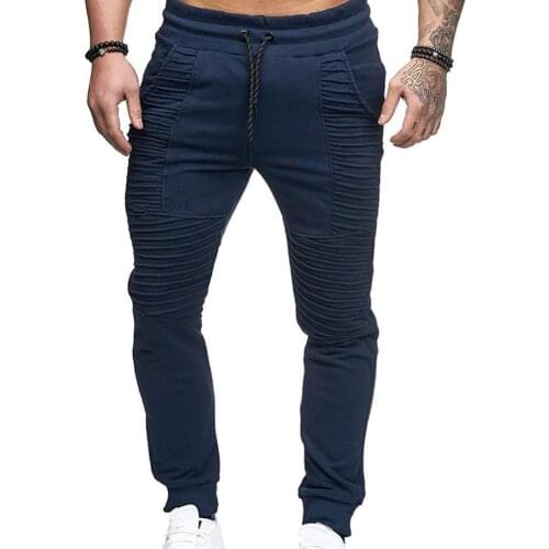 60%HOT Sweatpants Breathable Solid Color Drawstring Elastic Waist Outdoor Skinny Pants for Gym