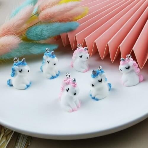 ApeUr 10pcs/Pack 3D Resin Unicorn Charms Kawaii Horse Earrings Pendants Fiit DIY Jewelry Making Accesory Keychain Floating
