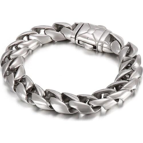 Personality Hip Hop Mens Stainless Steel Jewelry Fashion Simple Cuban Chain Nightclub Jump Di Titanium Steel Bracelet