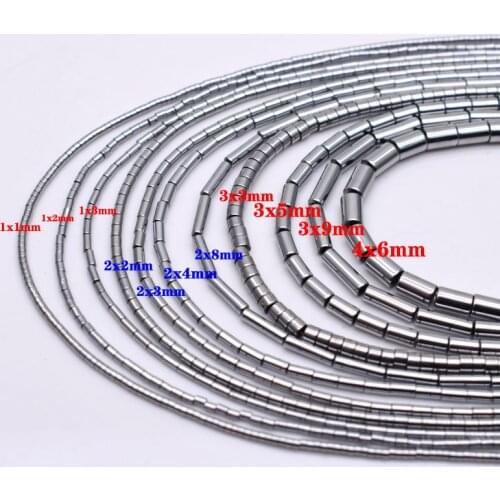 1/2/3/4mm Natural Hematite Stone Beads Barrel Tube Cylinder Beads Hematite Spacer Beads For Jewelry Making Accessories DIY 15"