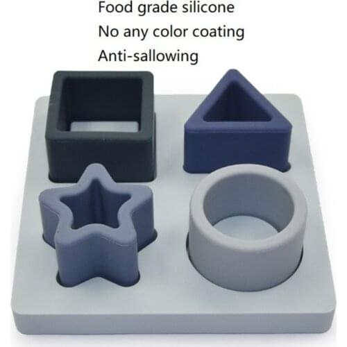 Baby Stacking Blocks Silicone Teething Squeeze Shape Classification Puzzle Montessori Baby Sensory Toys for Toddlers