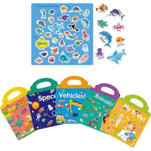 Children Stickers Books Reusable Static Sticker Books PVC Cute Window Clings Learning Education Toys For Children Kids Gift