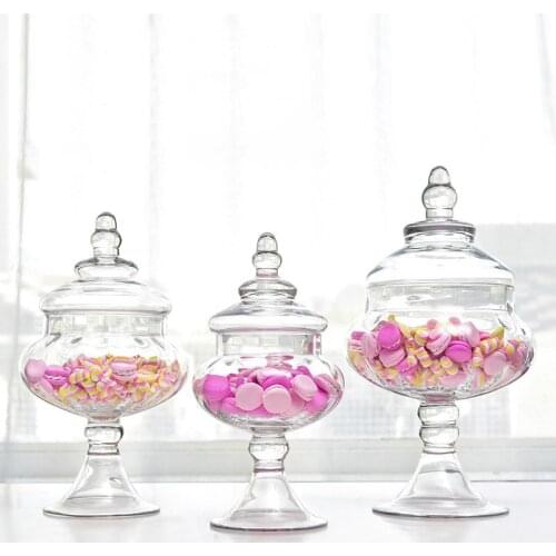 European Transparent Glass Candy Jar Storage Jars Glass Bottles With Lid Wedding Decorations Set Dessert Pot
