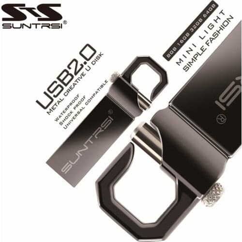 Suntrsi Pen drive 64G USB 2.0 Flash Drive 32gb pendrive16g 8G 128G флешка waterproof usb флэш-накопители memory stick metal gift