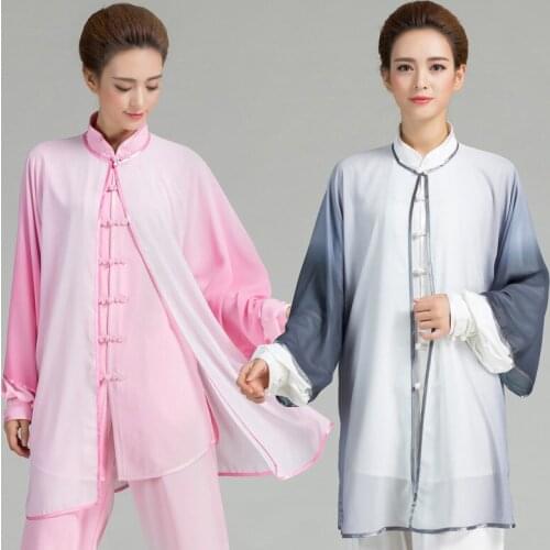 Gradient chiffon veil for Tai chi clothing taiji wushu veil kungfu clothes for men women