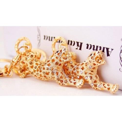 Korean-Style Creative Cute Metal Cheetah Key Ring Leopard Animal Key Ring Metal Pendant Small Gift