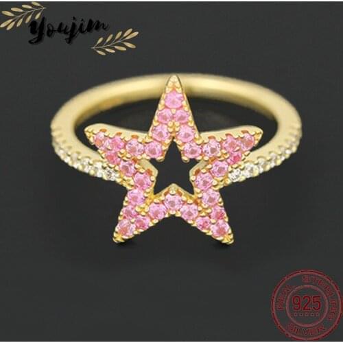 New Fashion Women Zircone Pentagram Ring Luxury Monaco Exquisite Jewelry Gift 925 Silver
