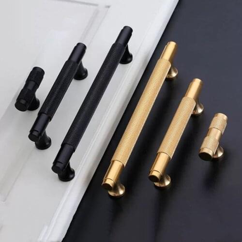 Furniture Drawer Cabinet Handle Gold Black Metal Aluminum Luxury Kitchen Cupboard Wardrobe Closet Dresser Door Pull Handle Knob