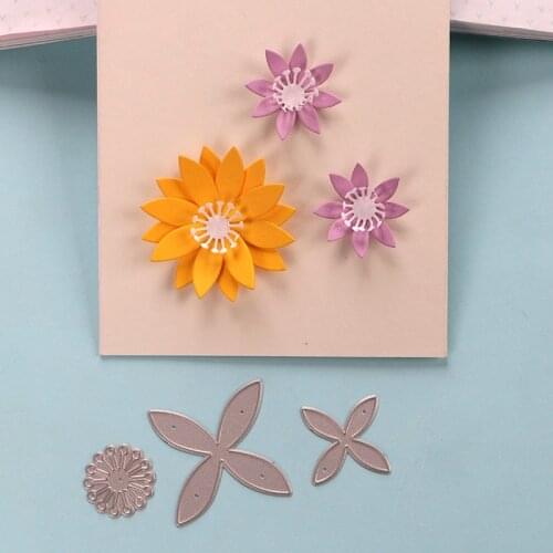 DUOFEN METAL CUTTING DIES 4 petal flowers 3pcs set for DIY papercraft projects Scrapbook Paper Album