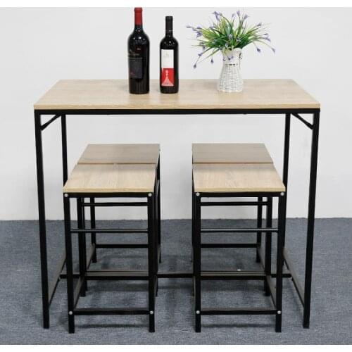 A Set Of 4 Dining Chairs Dining Table Set Environmentally Paint Steel Pipe Bar Set Drinking Table Set Bar Kitchen Furniture HWC