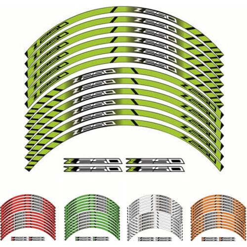 Motorcycle Wheel Decals Stickers Set Rim Stripes Laminated For Kawasaki Z250