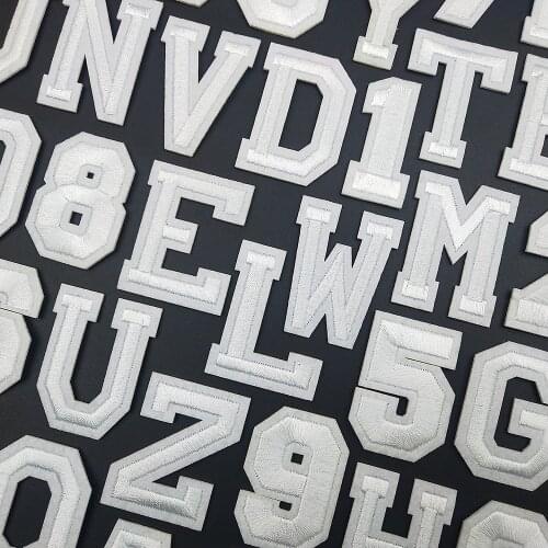 Diy Embroidery Patches White English Letters Number Stickers Applique Iron On Patchs For Clothing Badge Paste Clothes Hats