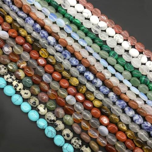 Natural Semi-precious Stone Loose Beads Natural Agate Rose Quartz Jade Crystal 8x10mm Egg-shaped Oval DIY Earrings Accessories
