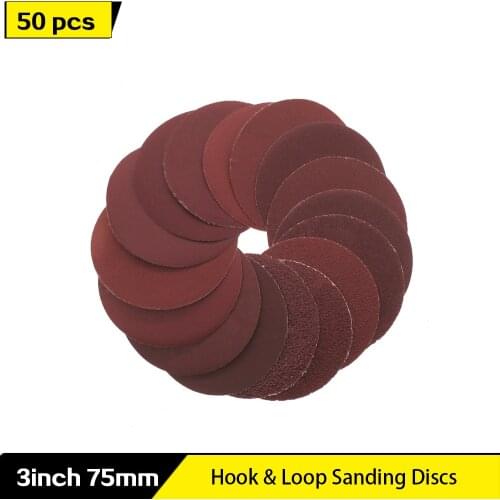 50pcs 3inch 75mm Sandpaper 60-2000 Grit Sanding Discs Round Shape Hook Loop sand paper Abrasive Polishing Tool for Woodworking