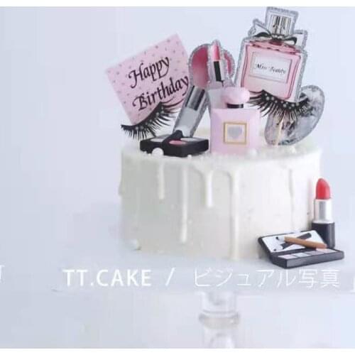 New High heel girl Cake Topper Lipstick lady cosmetics birthday party perfume cupcake toppers happy birthday dessert Cake decor