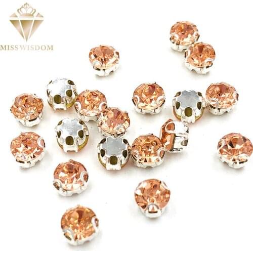 New prouduct Champagne round shape 3D claw rhinestone strass Glass Crystal sew on rhinestones diy clothing accessories