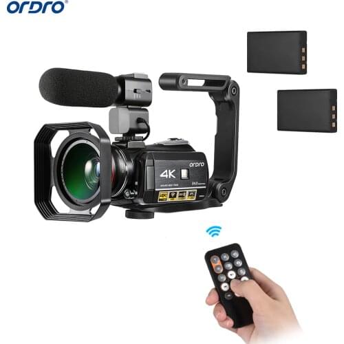ORDRO AC3 4K WiFi Digital Video Camera Camcorder DV Recorder 24MP 30X Zoom Night with 2pcs Batteries+Extra 0.39X Lens+Microphone