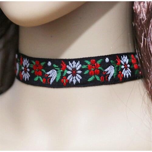 Ahmed Jewelry New elegant Fashion Women Short Cloth Flower choker Collar Necklace collier Bijoux Statement Necklace Hot