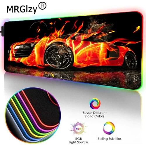 MRGLZY Personalized car RGB color mouse pad, gaming accessories, desk mat LED non-slip mat and xxl non-slip household carpet mat