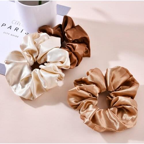 Women Satin Scrunchie Silk Hair Tie Elastic Hair Band Ponytail Holder Hair Rope Rings New Christmas Hair Accessories Wholesale