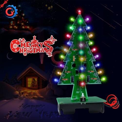 3D Christmas Tree 7 Color LED Light Flash LED Circuit Christmas Trees LED Christmas Decoration DIY Kit USB Cable Using battery