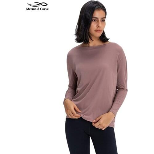 Mermaid Curve Back In Action Long Sleeve Women Clothes Yoga Shirts Relaxed Longer Back Yoga T-shirts Super-Soft Running T-shirt