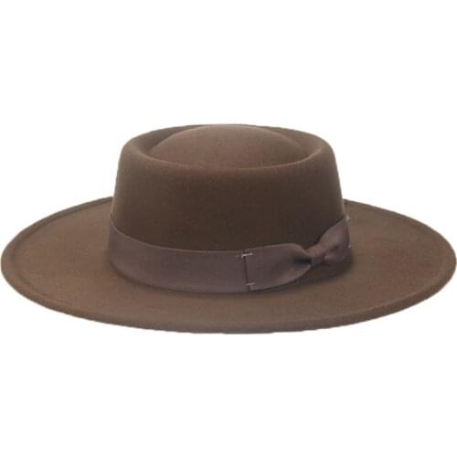 Women hat fedoras wide brim dome round top ribbon bowknot felted hats formal solid black red cowboy hats 2021 new gorras hombre