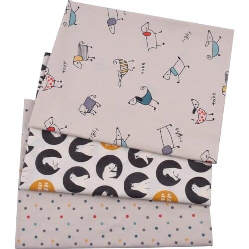 Dog Bear 100% Cotton Twill Kids Fabric, Patchwork Cloth, DIY Sewing Quilting Bed Sheet Materials For Baby&Child