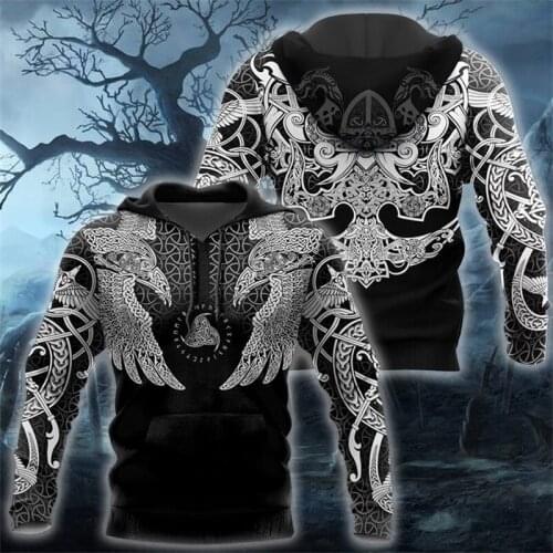 Viking Muninn Tattoo Raven 3D Printed Men for women hoodies Harajuku Fashion Hooded Sweatshirt hoodie Halloween cosplay costumes